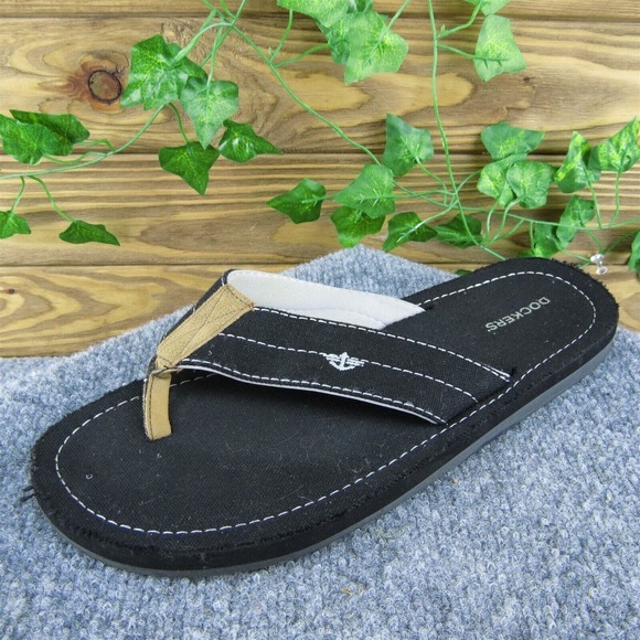 Dockers Men Flip Flop Sandals Black Synthetic Slip On Size 10-11‎ Medium - Picture 1 of 9